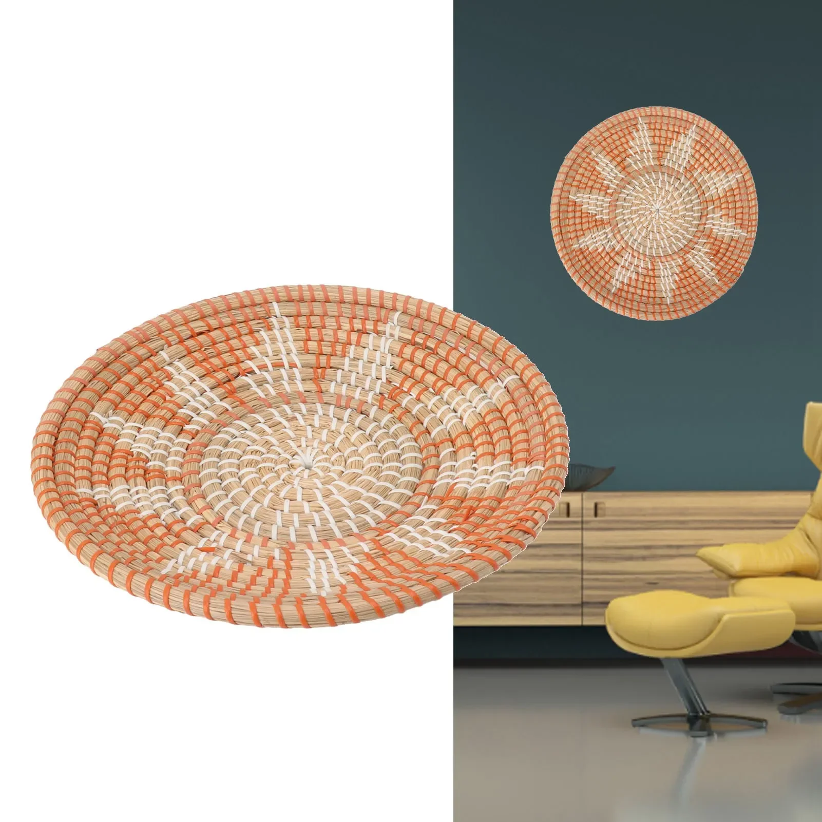 丸い草壁飾り 直径35cm 手編み吊り下げ織り壁かご リビン - Rattan Plant Basket のレビューと価格