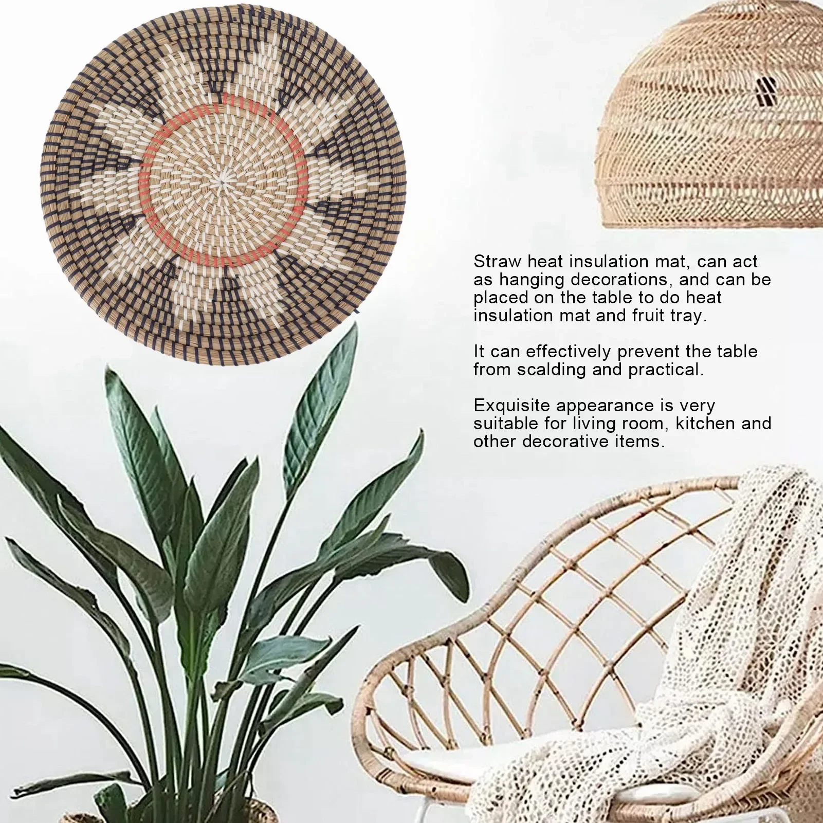 丸い草壁飾り 直径35cm 手編み吊り下げ織り壁かご リビン - Rattan Plant Basket のレビューと価格