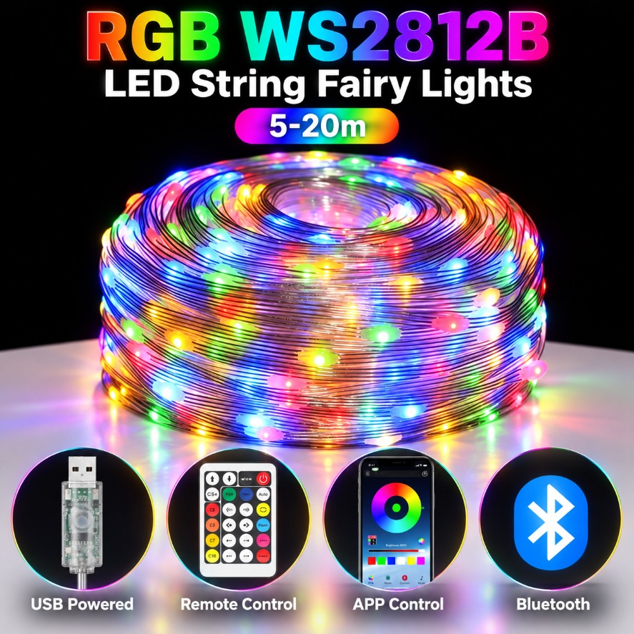 5～20mのWS2812B RGB LEDフェアリーライト。 - Home Decor Free App のレビューと価格