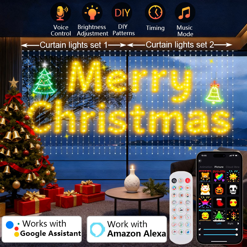 1/2個 400LEDスマートカーテンライト クリスマスライ - Home Decor Free App のレビューと価格