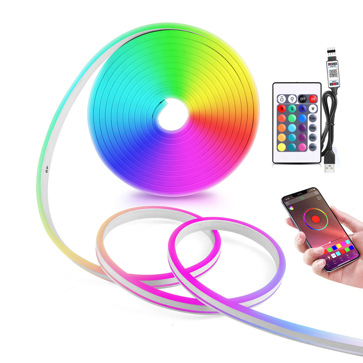 5V USB RGB ネオン LED ストリップライト、1/ - Home Decor Free App のレビューと価格