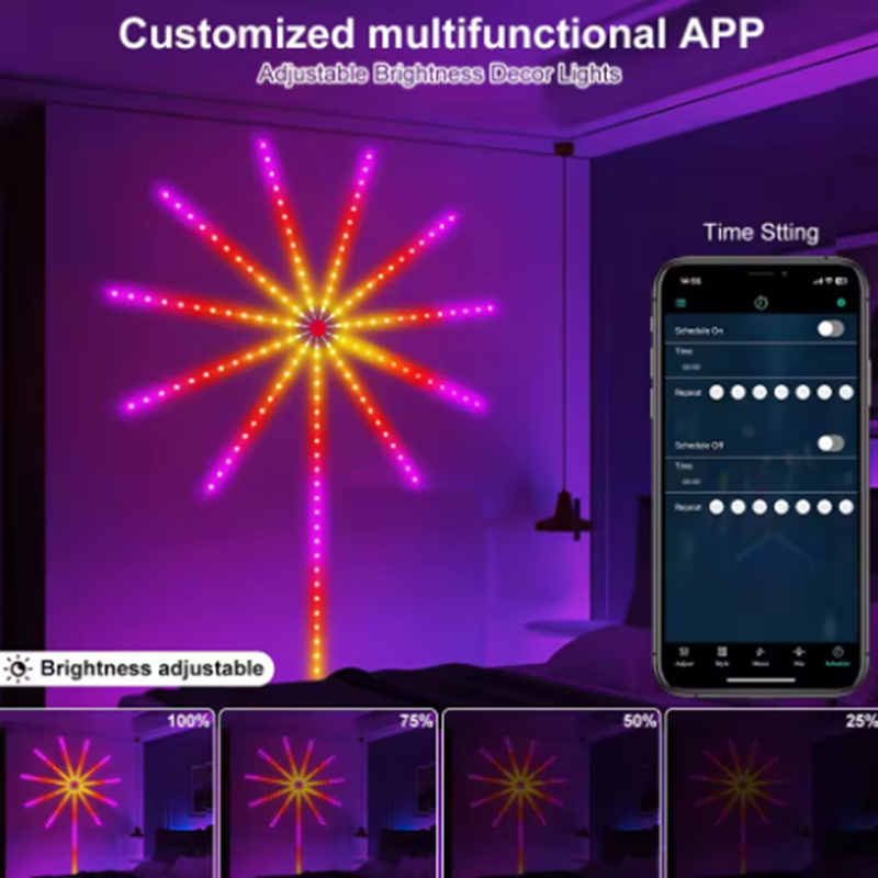 新しい DC5V USB RGBIC 花火ネオン LED ス - Home Decor Free App のレビューと価格